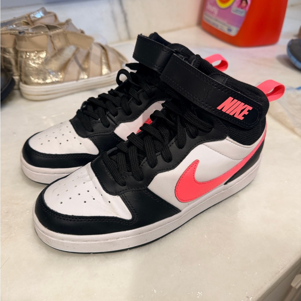 Nike Kids Black and Pink High-Top Sneakers